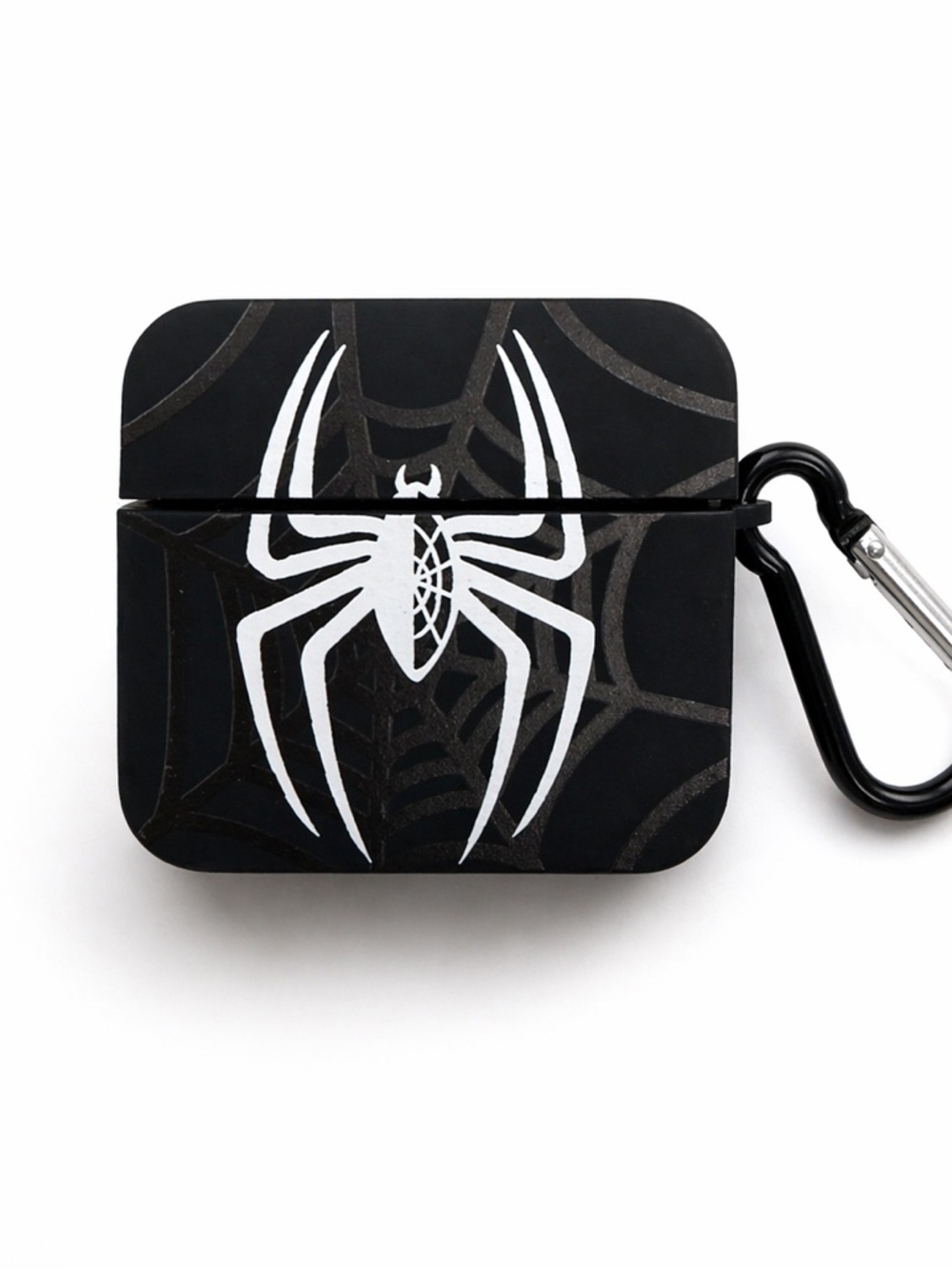 Spider Web Silicone AirPods Case with Carabiner - Black & White